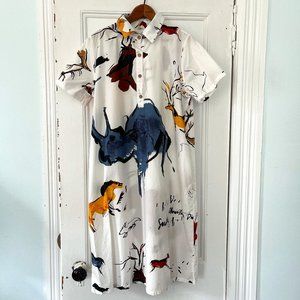 Unique Cave Drawing Shirtwaist Dress